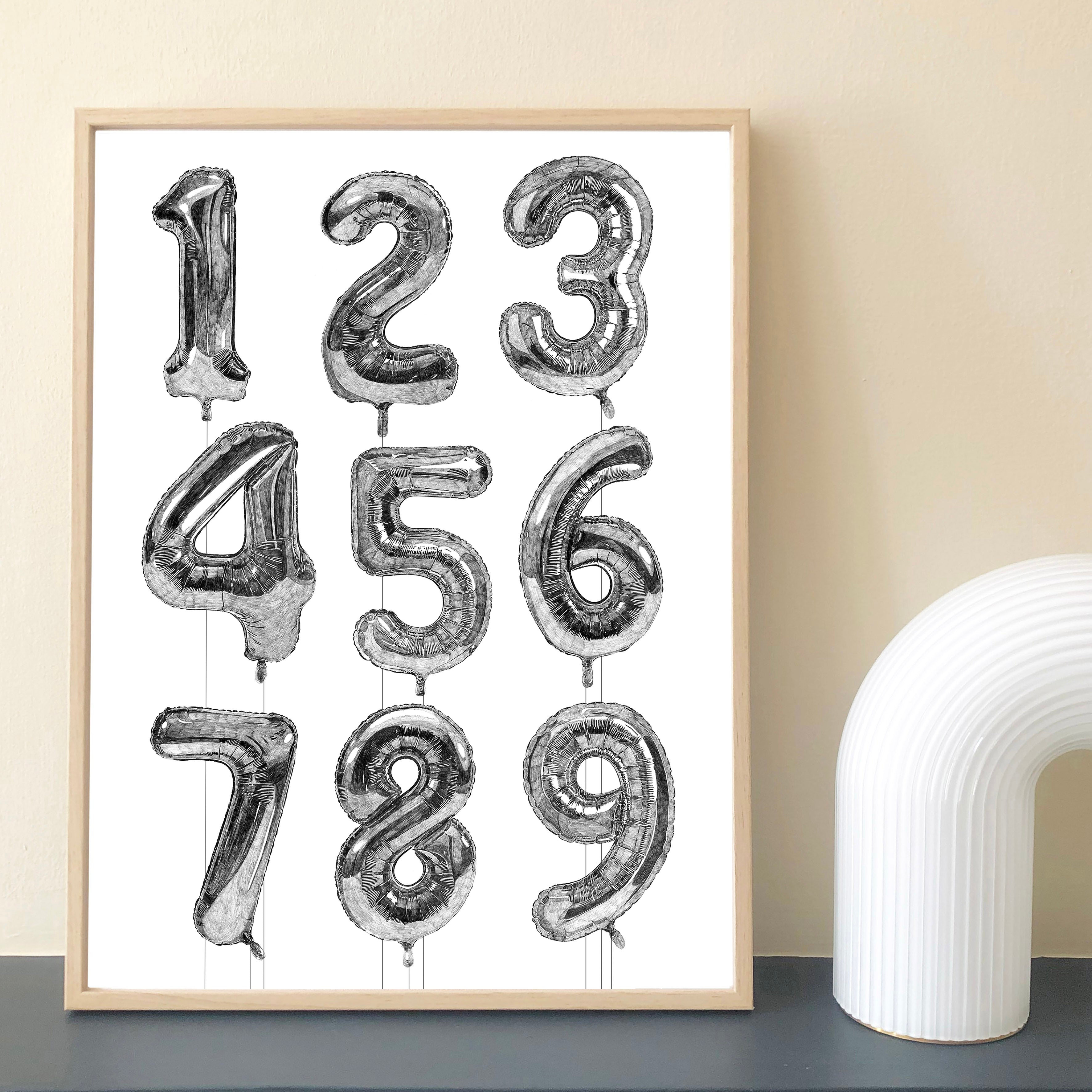 Number Balloons 1-9 Print
