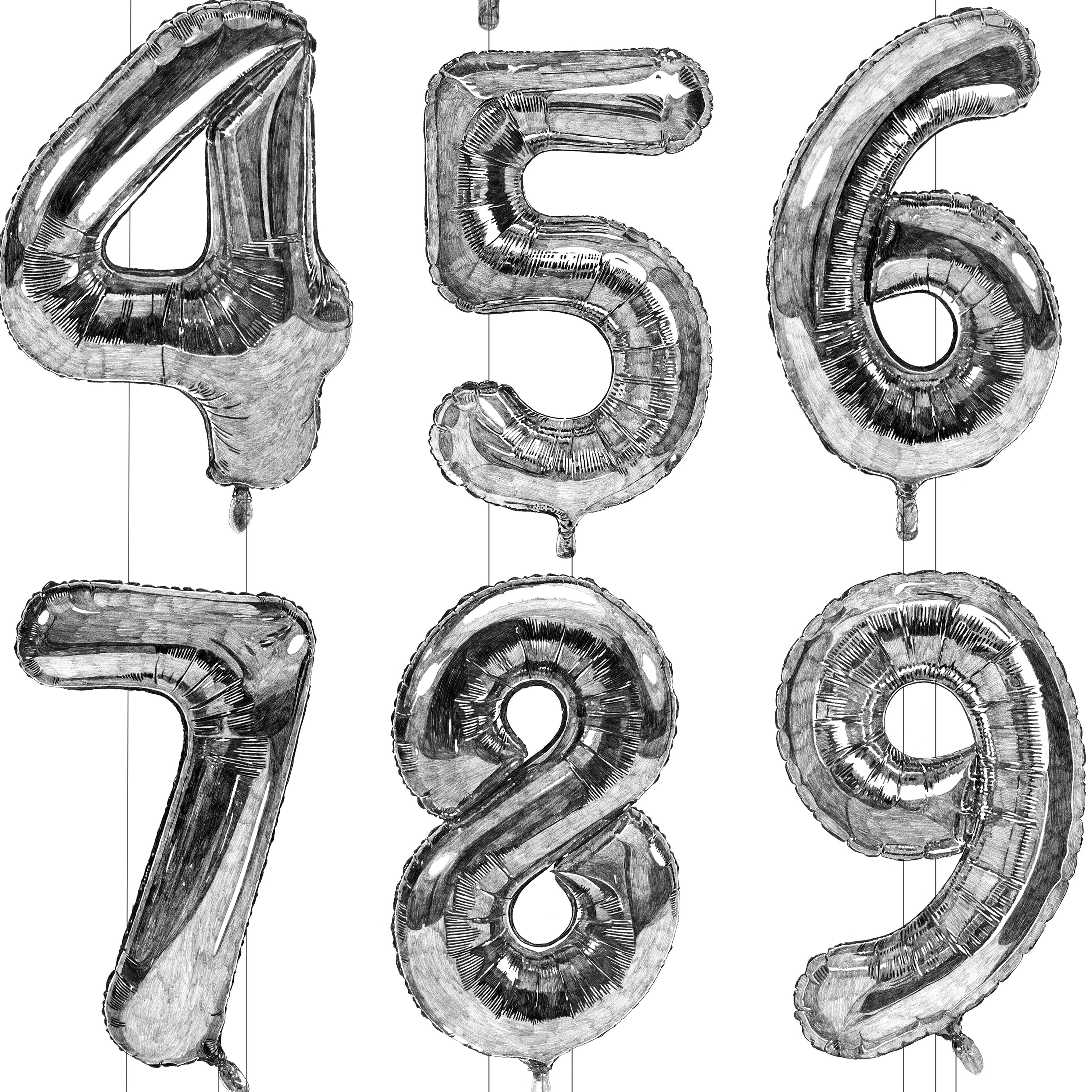 Number Balloons 1-9 Print